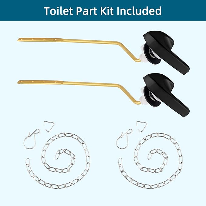 2Pack Universal Side Mount Toilet Handle Replacement Kit Compatible with Kohler K-GP30324-CP/Glacier Bay Toilet with Flapper Chains, Metal Toilet Flusher Lever, Matteblack