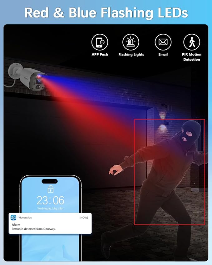 【All-in-One Security System】 Outdoor Wired Security Camera System with 10’’ Monitor, Home Video Surveillance Systems, Outside CCTV Cameras for Home Security