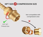 1/2 Inch NPT Male x 3/8 Inch NPT Female Brass Pipe Fitting, Hex Bushing, Reducer Adapter, Thread 0.75" OD to 0.625" ID, (10 Piece)
