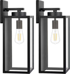 Large Size Outdoor Wall Light Fixtures, Exterior Lighting Fixtures Porch Sconces Wall Mounted, Waterproof Black Outdoor Wall Lanterns Lamps, Outside Lights for House Patio Front Door Entryway, 2-Pack