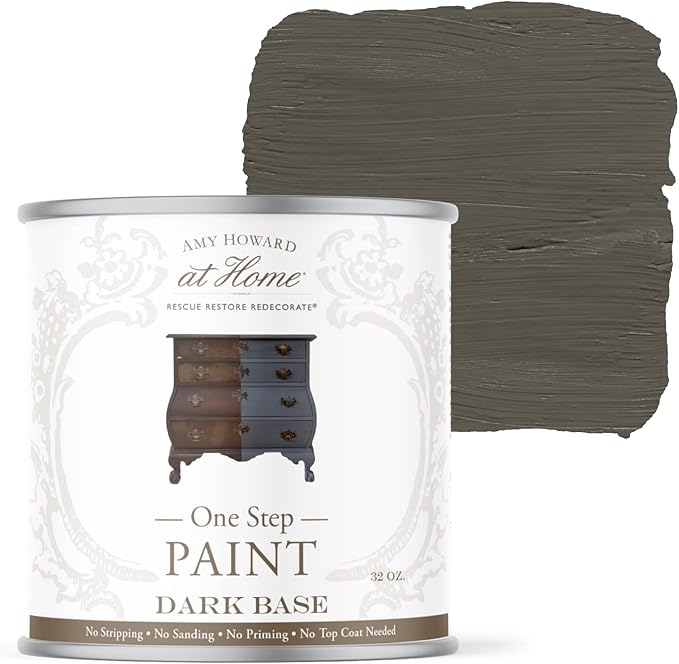 AMY HOWARD AT HOME Chalk-Based One Step Paint for Furniture, Cabinetry, Decor, Finish, and More | No Stripping, Sanding, or Priming | Dark Base | 32 Ounce | Graphite