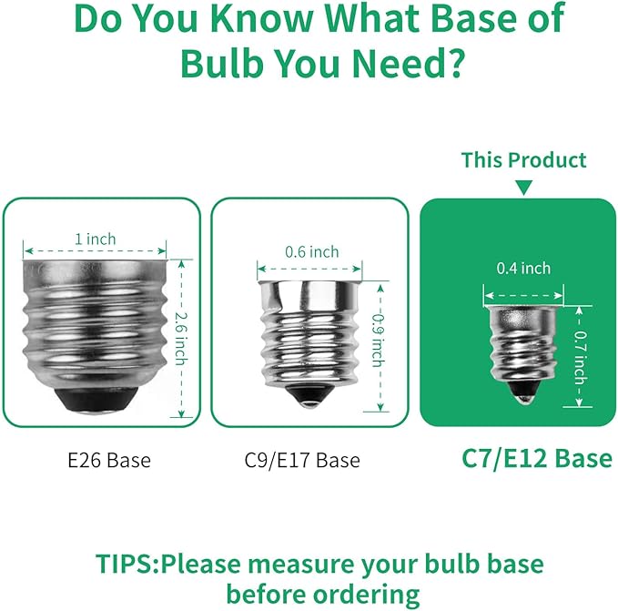 Meconard C7 Led Replacement Christmas Light Bulbs, C7 Shatterproof Led Bulbs for Christmas Indoor Outdoor String Lights, E12 Candelabra Base, Commercial Grade Holiday Light Bulbs, Green, 25 Pack