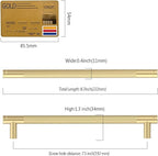 Amerdeco 10 Pack Gold Knurled Cabinet Pulls 7.55 Inch Center to Center Kitchen Cabinet Handles for Drawer Dresser, Cupboard and Wardrobe ZH0031