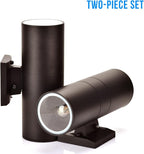 wowlite Modern Outdoor Wall Light with Dusk to Dawn Sensor 2 Pack, LED Cylinder Up Down Wall Light Outdoor 2700K Warmlight Bronze Exterior Light Fixture, IP65 Waterproof Wall Sconce for Porch Garage