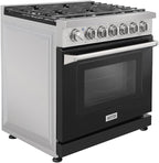 36 inch Professional Freestanding Pro-Style Propane Gas Range with 6 Burners, 6.0 cu.ft. Oven Capacity, in Stainless Steel - KOS-36RG03MLP (Black)