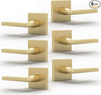 Mega Handles Prime Dummy Door Handles - 6 Pack Heavy Duty Gold Door Handle, Non-Turning Door Handle for Hallway, Closet & French Doors, Single Side, Fits All Standard Doors - Satin Brass