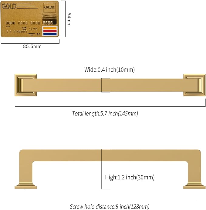 10 Pack 5"(128mm) Champagne Bronze Cabinet Pulls Kitchen Cabinet Drawer Handles Champagne Hardware for Cabinets Cupboard