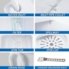 Sportpulse Mini Twin Tub 18lbs Portable Washing Machine, 11lbs Washer & 7lbs Spinner, Small Laundry Washer with Time Control for Camping, Apartments, RV (Black, 18lbs)