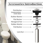 Universal Toilet Tank to Bowl Bolts Kit, Heavy Duty Toilet Bolts, Waterproof Stainless and Rubber Washers Gaskets with Extra Long Nut Screw for Fastening (Silver) (2, Long)