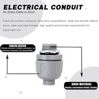 (100 Pack) 1/2 inch Liquid Tight Connector PVC Flexible Conduit Connector,Straight 180 Degree UL Listed Liquid Tight Connector, Non-Metallic Electrical Conduit Fittings