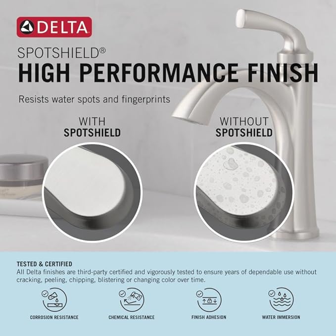 Delta Junction Brushed Nickel Kitchen Faucet with Pull Down Sprayer, Modern Single Hole Kitchen Sink Faucet, Single Handle, Spotshield Stainless 19825LF-SP