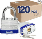 LanuBe Lock Laminated keyed Padlock (1-9/16", 40mm), keyed Alike Locks, Normal Shackle, Marked Blue Plastic Hoop, Pack of 120