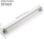 10 Pack 10 Inch(254mm) Hole Center Satin Nickel Modern Cabinet Pulls Kitchen Cabinet Handles Kitchen Cabinet Hardware Timeless Drawer Pulls for Dresser Cupboard Wardrobe, Nickel-B(10x10)