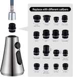Universal Kitchen Faucet Replacement Pull Down Sprayer with 3-Spray Modes & 16 Adapters - Compatible with Moen, Kohler, and Delta and Sink Faucets (Brushed Nickel)