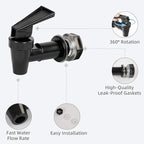 4 PCS Replacement Cooler Faucet Spigot, Leakproof Plastic Tap Set for Beverage Dispensers, Water Coolers & Jug, Black Multi-Use Water Spigot