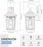 Darkaway 2pcs Large Outdoor Wall Lights for House, 18inch Exterior Lighting Fixtures Wall Mount White Outside Wall Sconce with Water Ripple Glass for Porch Patio Front Door