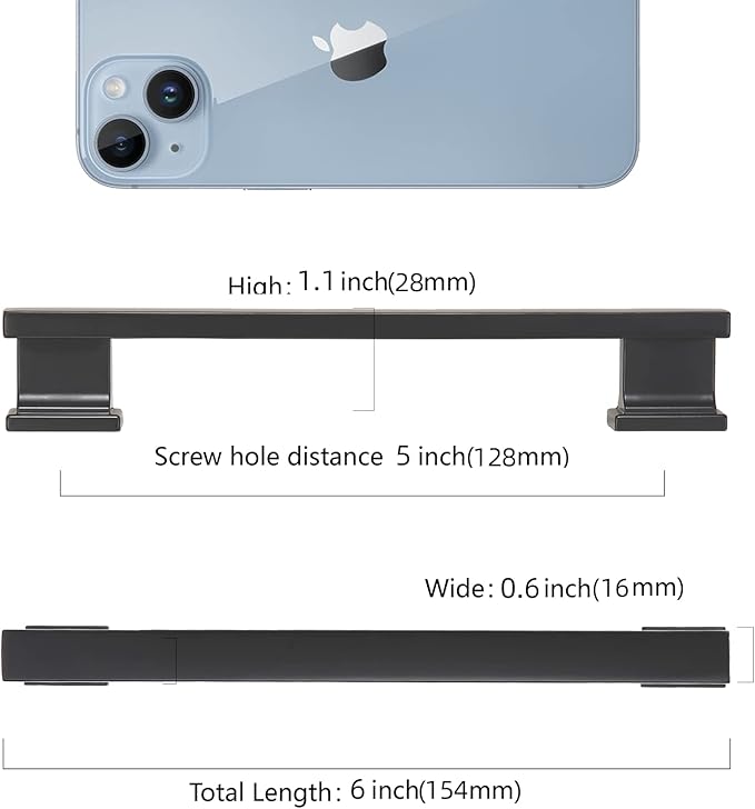 COTYKILEY 10 Pack 5 Inch(128mm) Matte Black Cabinet Handles Black Kitchen Cabinet Pulls Cabinet Door Handles Kitchen Cabinet Hardware Cupboard Drawer Pulls Dresser Handles