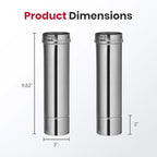 GASLAND 3" OD x 11.6" Length Stainless Steel Direct Vent Straight Pipe, 2PCS, Ideal for Water Heater Round Tube Air Ventilation and Vent Pipe Ductwork