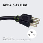 2 Pack 6 ft 14/3C SJTW Appliance and Power Tool Cord, 14 Gauge 3 Prong Heavy Duty Replacement Power Supply Cord Cable, 110V 115V 120V AC Pigtail, 15A, 1875w