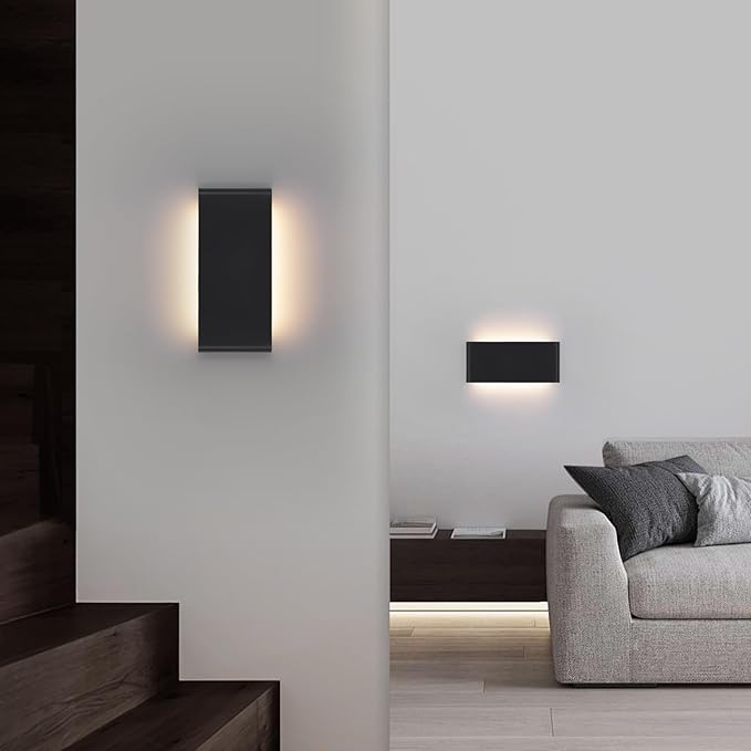 11"Modern LED vanity light,15W Dimmable 5 CCT (3000K-6500K) Adjustable Wall Lamp,Up and Down Wall Lighting,Indoor Wall Sconce for Bedroom,Staircase,Hallway,Dressing Table, 2Pack（Black）