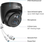ZOSI C220 4Pack 4MP 2.5K QHD Add-On PoE IP Camera Outdoor, 1440p Surveillance Outdoor Camera to Home Security System, Only Work with ZOSI PoE NVR, 100ft Night Vision, AI Human Detection, One-Way Audio
