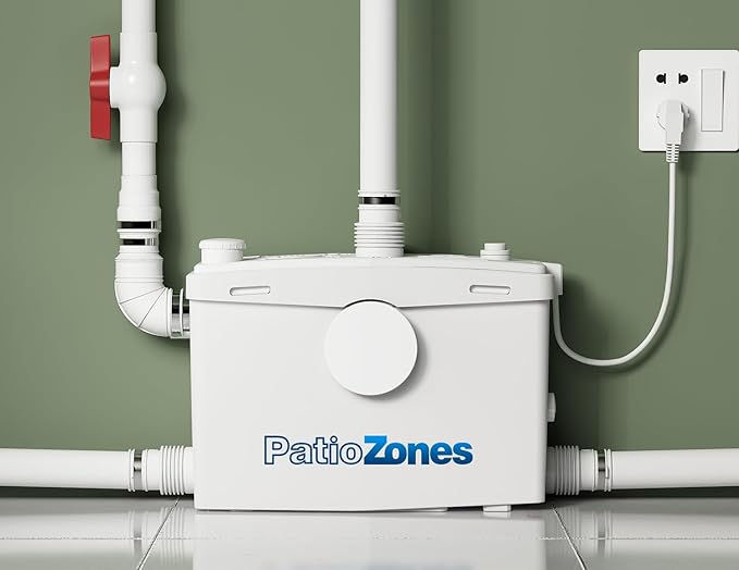 800W Macerator Pump, Up to 36 ft, High Efficiency Sewerage Pump with 2 Outlets/4 Inlets for Macerating Toilet,Sink, Shower, Basement, High Power Copper Motor