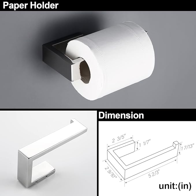 BAGNOLUX Bathroom Hardware Set, Bath Towel Holder Set SUS304 Stainless Steel, Towel Rack for Wall Mounted, Chrome Bathroom Accessories Set Fixture Heavy Duty, Polished Chrome