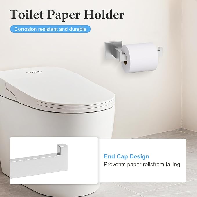 TURS 5-Piece Bathroom Hardware Set Brushed Nickel Towel Bar Set Bath Towel Holder Sets Hand Towel Holder 2 Towel Hooks, SUS 304 Stainless Steel, Q7BR-P5