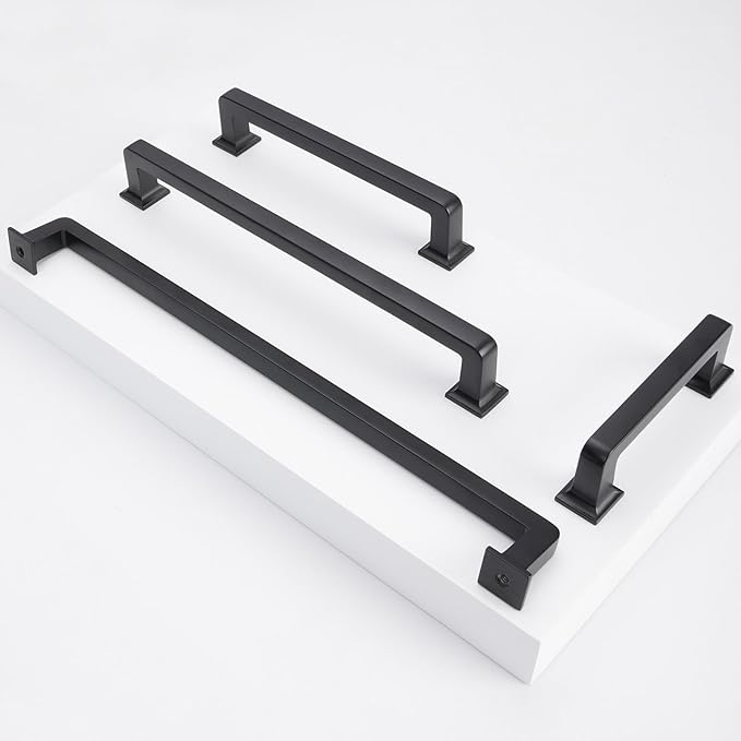 COTYKILEY 6 Pack 10 Inch(256mm) Matte Black Rectangular Kitchen Cabinet Pulls
