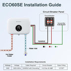 Tankless Water Heater Electric, ECOTOUCH 6kW 240V Point of Use Water Heater on Demand Water Heaters Instant Hot Water Heaters ETL Certificated Self-modulation ECO60SE White