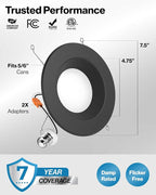 Sunco 24 Pack 5CCT Black LED Recessed Lighting 6 Inch, 2700K/3000K/3500K/4000K/5000K Selectable, Dimmable Can Lights, Baffle Trim, 13W=120W, 965 LM, Damp Rated, Retrofit Installation - UL Listed.