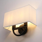 Industrial 2-Lights Wall Sconce Fixtures with White Textile Shade, Vintage Double Head Wall Light Lamps Decor for Hallway Bedroom Living Room Bathroom Corridor