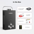 CAMPLUX Portable Tankless Water Heater 1.58 GPM, BW158B Outdoor Propane Water Heater Camping, 41,000 BTU, Black