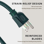 8ft Outdoor Extension Cord for Christmas Decorations - 16/3 Heavy Duty SJTW Waterproof Green Electrical Cable with 3 Prong Grounded Plug for Safety, Great for Lawn and Major Appliances