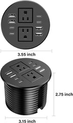 Jgstkcity Power Strip,Desktop Recessed Power Grommet,40W Total USB C Fast Charging,3.15-Inch Hole, 4 Outlets & 8 Ports, Ideal for Desktop & Countertop Flush Mount Outlet