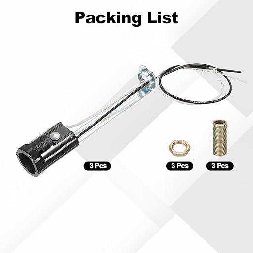 PATIKIL Candelabra Base Lamp Holder Light Socket, 10pcs UL Listed Keyless E12 Bulb Socket with 9.8" Wire Leads for E12 Incandescent LED Light Bulbs, 3.7" Tall