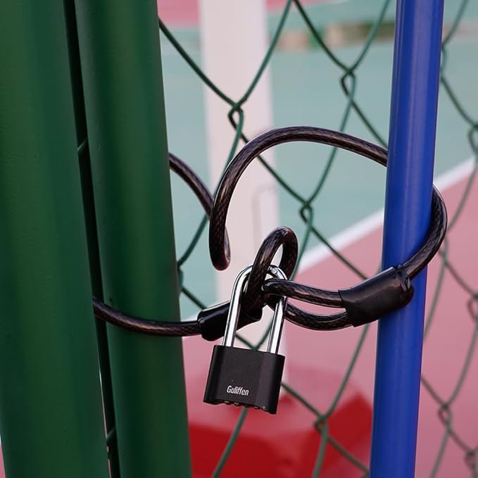 Long Shackle Combination Lock, Heavy Duty Outdoor Padlock Weatherproof, Resettable Combination Padlock of Metal for Gate, Shed, Storage Locker, Cable (Black, 7 Pack)