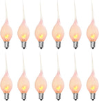 Silicone Dipped Candle Light Bulbs C7 Flickering Flame Bulb E12 Base, Shatterproof Silicone Christmas Light Bulbs for Candle Lamps Electric Window Candles Chandelier Decor, 12 Pack, 1W