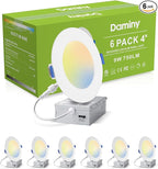 DAMINY 6 Pack 4 Inch LED Recessed Lighting with Junction Box,5CCT,Ultra-Thin Recessed Light,9W 750lm, Dimmable Canless Wafer Ceiling Light,High Brightness - ETL