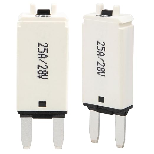 NuIth Manual Reset 25A Mini Fuse Circuit Breakers, E73 Low Profile ATM Circuit Breaker Blade Fuse DC 28V Resettable Standard Blade Fuses for Car Truck RV Marine (2PCS-25A)