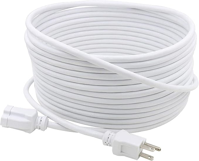 Clear Power 35 ft Indoor/Outdoor Extension Cord 16/3 SJTW, White, Water & Weather Resistant, Flame Retardant, 3 Prong Grounded Plug, CP10207