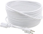 Clear Power 35 ft Indoor/Outdoor Extension Cord 16/3 SJTW, White, Water & Weather Resistant, Flame Retardant, 3 Prong Grounded Plug, CP10207