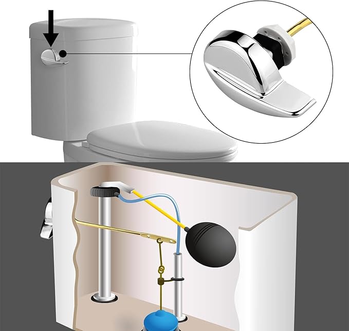 Toilet Handle Replacement Parts Kit,Toilet Flush Tank Lever Handle for TOTO Kohler Toilet Tank,THU068#CP Side Mount Toilet Flush Handle,for TOTO St743S, St454E Toilet Tank