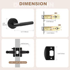 6 Pack Black Door Handles with Lock, Keyless Privacy Door Lever for Bedroom and Bathroom, Modern Knurled Reversible Handle Lever