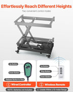 VEVOR Electric Lift Table, 330 lbs Capacity Single Scissor Lift Table, 8-28 in Height Adjustable Lifting Platform, Coffee Table Lift with 4 Wheels, for Material Handling and Transportation, Black