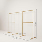 pamo Gold Clothing Rack – 114.17" W x 76.38" H – Industrial Pipe Metal Garment Organizer for Bedroom or Retail – Heavy-Duty Clothes Rack – Easy Assembly