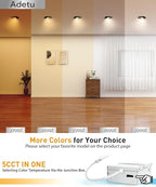 Adetu Recessed Lighting 6 inch, 360°+90° Adjustable Directional 6 inch 5CCT Gimbal Black Led Recessed Lighting, 2700K-5000K Dimmable Retrofit Eyeball Can Recessed Lights with Jbox, ET，Black (6 Pack