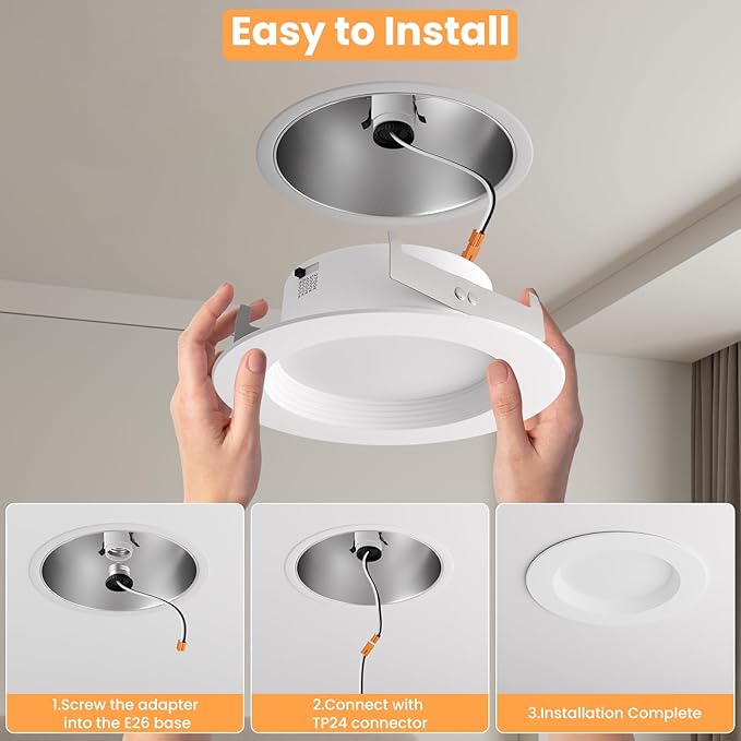 Gefolly 5CCT Recessed Lighting 4 Inch, 9W 630LM, Retrofit Led Can Lights for Ceiling, Selectable 2700K/3000K/4000K/5000K/6000K, Dimmable Led Recessed Light, 4 Pack