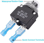 mxuteuk 5Pcs 3,5,10,15,20Amp Circuit Breakers Push Button Manual Reset 125/250V AC 32V DC,Overload Protector Switch Thermal Circuit Breakers with Quick Connect Terminals and Waterproof Button Caps