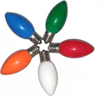 25 Pack C7 Multicolor Christmas Replacement Lights Bulbs, Ceramic Bulbs for Night Light Christmas Outdoor Patio Indoor String Lights, C7/E12 Candelabra Base, 5 Watt- Multicolor